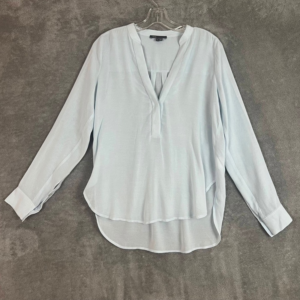 Vince Blouse‎ Womens 2 Blue Viscose Delicate Lightweight Career Clean Girl